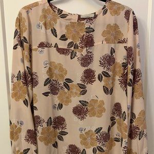 Loft Outlet Pink/Maroon/Tan Blouse with Triangle Back, size M. MOVING SALE!!!